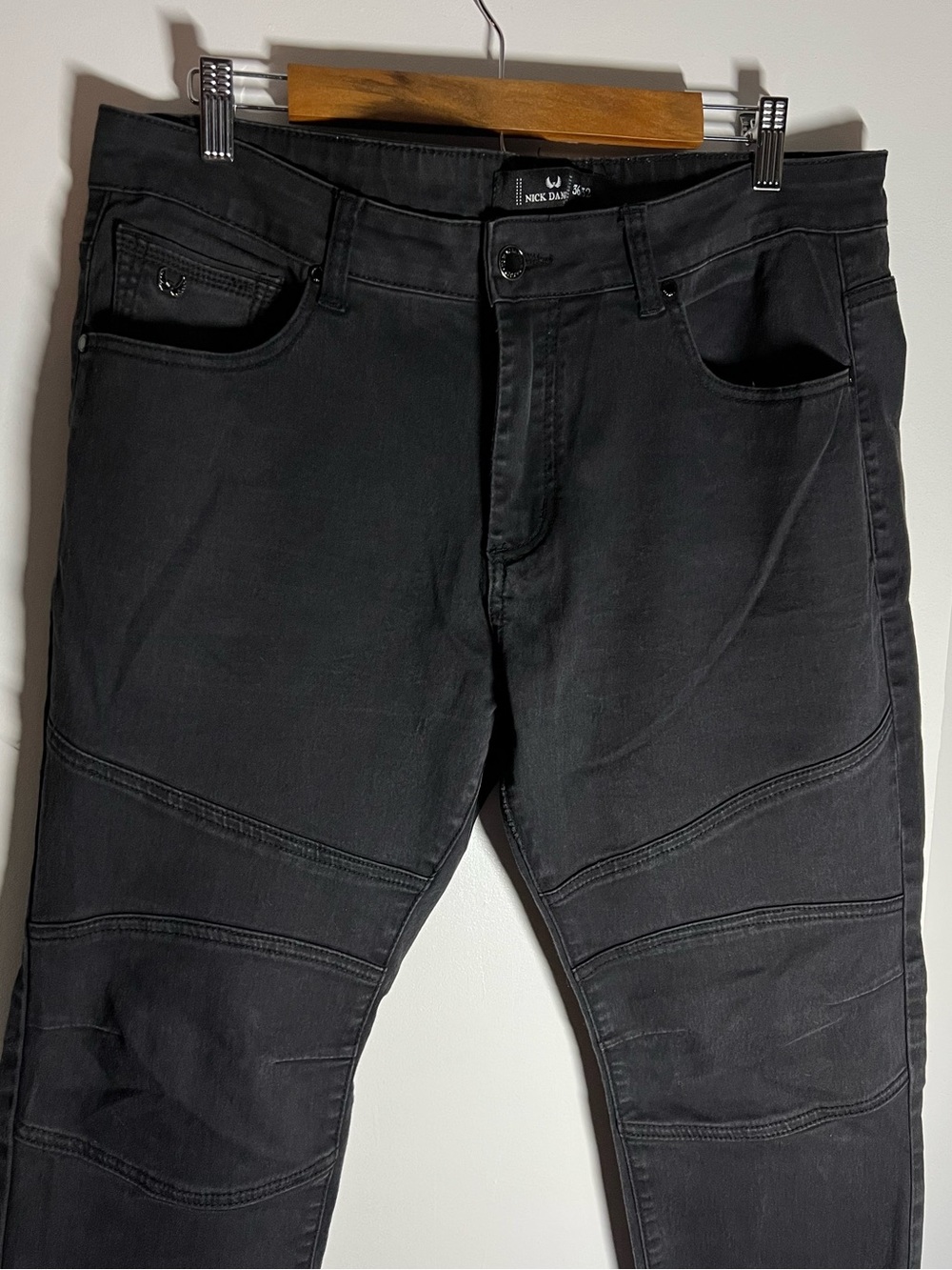 Nick Danger - Dark Slim Black Men's Stretch biker style Jeans